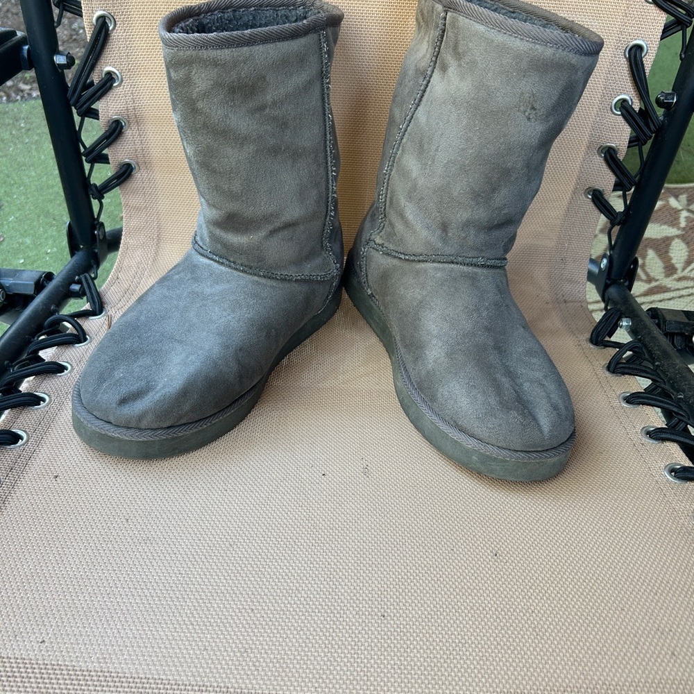 Gray faux suede Ugg style boots